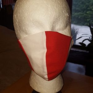 Two-Tone Red and White face Mask.